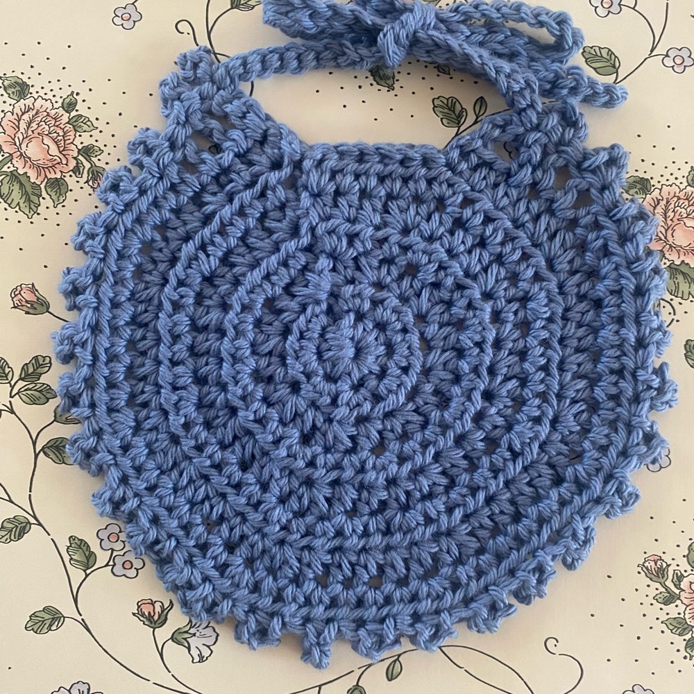 Crochet Baby Bib Heirloom Baby Shower Gift 100% Cotton Handmade